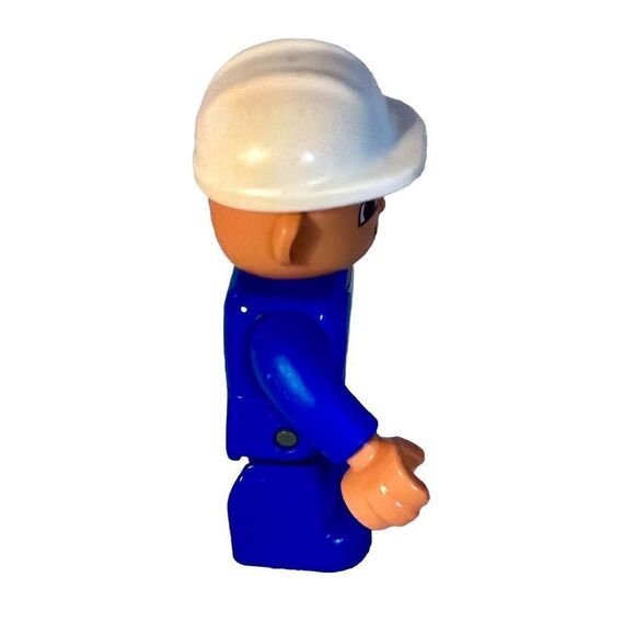 Lego Duplo Male Figure Blue Legs & Shirt, White Helmet - Picture 1 of 8